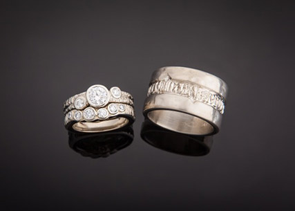 14K White Gold Round 6.5mm Two Stone Moissanite Engagement Ring Set - | Engagement  Rings | Custom Fine Jewelry | Diamonds | Rings | Denver Jewelry Store